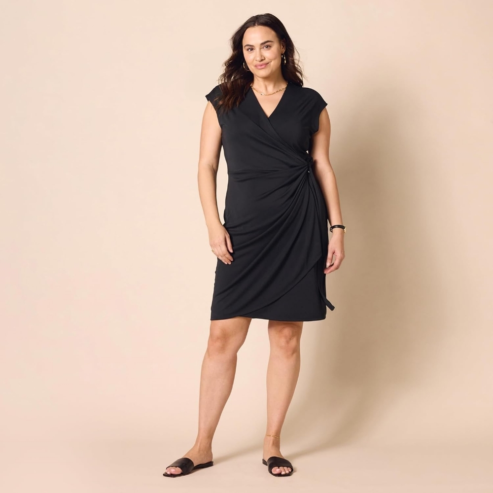 AMAZON ESSENTIALS - Women's Classic Cap Sleeve Wrap Dress BNWOT